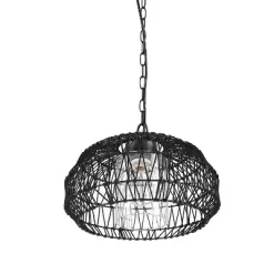 Globe Electric Novogratz X Globe Diego 1-Light Matte Black Woven Fabric Outdoor Plug-In Pendant Light -Lighting Specialty Shop GUEST e19db0ab 1969 42b6 a5d0 0c142f1ffee9