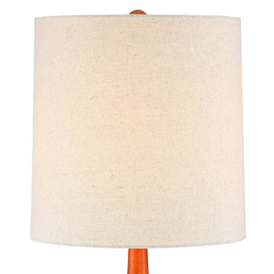 360 Lighting Andi Modern Mid Century Table Lamps 24 1/2" High Set Of 2 Hammered Brown Ceramic Red Oak Off White Shade For Bedroom Living Room Desk 3 360 Lighting Andi Modern Mid Century Table Lamps 24 1/2" High Set Of 2 Hammered Brown Ceramic Red Oak Off White Shade For Bedroom Living Room Desk - Image 3