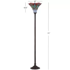 71" Dragonfly Tiffany Style Torchiere Floor Lamp (Includes Energy Efficient Light Bulb) - JONATHAN Y -Lighting Specialty Shop GUEST e4466a3c 236d 4735 8889 8b9578c51c99