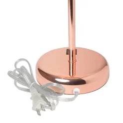 19.5" Bedside USB Port Feature Metal Table Desk Lamp Rose Gold With White Fabric Shade - Creekwood Home -Lighting Specialty Shop GUEST e46bd1a3 e41c 4100 bf0c 3795e182dd58