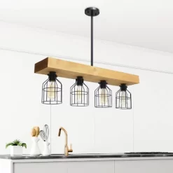 4-Light Wood Beam Pendant Brown - Lalia Home -Lighting Specialty Shop GUEST e4adcb39 233c 422e 99bd 12b72c06a11e