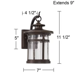 Franklin Iron Works Callaway Modern Industrial Outdoor Wall Light Fixture Bronze LED 11 1/2" Seedy Glass For Post Exterior Barn Deck House Porch Yard -Lighting Specialty Shop GUEST e565373a 678f 456f 8dc5 4a6ecee5f00b