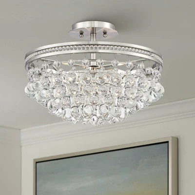 Vienna Full Spectrum Wohlfurst Modern Ceiling Light Semi Flush Mount Fixture 16" Wide Brushed Nickel 3-Light Clear Crystal For Bedroom Living Room 1 Vienna Full Spectrum Wohlfurst Modern Ceiling Light Semi Flush Mount Fixture 16" Wide Brushed Nickel 3-Light Clear Crystal For Bedroom Living Room