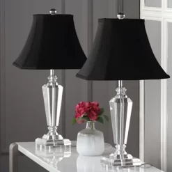 (Set Of 2) 24.5" Lilly Crystal Table Lamp Clear (Includes CFL Light Bulb) - Safavieh