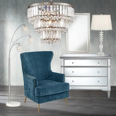 Vienna Full Spectrum Magnificence Satin Nickel Chandelier 14 1/4" Wide Modern Faceted Crystal Glass 7-Light LED Fixture For Dining Room House Kitchen 6 Vienna Full Spectrum Magnificence Satin Nickel Chandelier 14 1/4" Wide Modern Faceted Crystal Glass 7-Light LED Fixture For Dining Room House Kitchen - Image 6