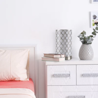 Tree Bark Pattern Uplight Table Lamp Medium Silver (Includes LED Light Bulb) - Lavish Home 4 Tree Bark Pattern Uplight Table Lamp Medium Silver (Includes LED Light Bulb) - Lavish Home - Image 4