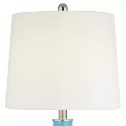 360 Lighting Modern Table Lamps 27 3/4" Tall Set Of 2 With USB Charging Port Blue Glass White Drum Shade For Living Room Bedroom -Lighting Specialty Shop GUEST e816aef1 effe 49b0 8db6 ca67bc64a175