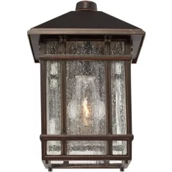 Kathy Ireland Sierra Craftsman Mission Outdoor Wall Light Fixture Rubbed Bronze 11" High Frosted Seeded Glass Panels For Post Exterior Barn Deck House -Lighting Specialty Shop GUEST e8523df9 8367 47a9 8ab9 6eaffadb7838