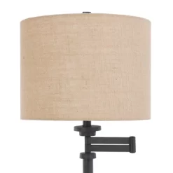 Tipton Swing Arm Floor Lamp With Burlap Shade Bronze/Tan - StyleCraft