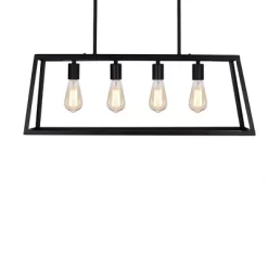 30" Industrial 4-Light Rectangular Island Chandelier (Includes LED Light Bulb) Matte Black - Cresswell Lighting -Lighting Specialty Shop GUEST e8eea771 ed83 4034 9ddb 5c0e0fda6023