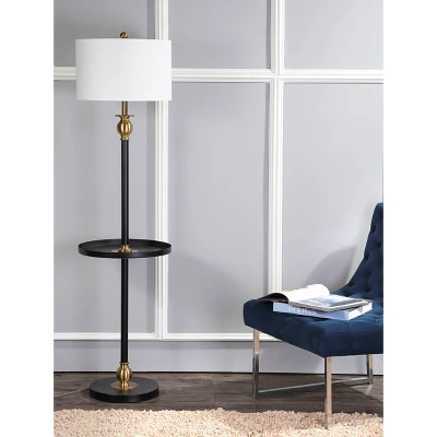 61" Metal Evans End Table Floor Lamp (Includes LED Light Bulb) Black - JONATHAN Y 2 61" Metal Evans End Table Floor Lamp (Includes LED Light Bulb) Black - JONATHAN Y - Image 2