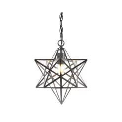 12" Stella Moravian Star Metal/Clear Glass LED Pendant - Jonathan Y
