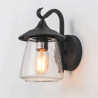 9.8" Metal/Glass Outdoor Lamp Black - LNC 7 9.8" Metal/Glass Outdoor Lamp Black - LNC - Image 7