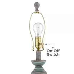 Regency Hill Patsy Country Cottage Table Lamps 26 1/2" High Set Of 2 Blue Gray Washed Fabric Drum Shade For Bedroom Living Room Bedside Nightstand -Lighting Specialty Shop GUEST eb8c8e9b a15a 451d 8e42 398286f9e6ce