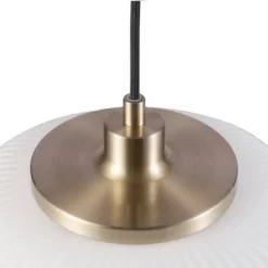 Novogratz X Globe Lily 1-Light Matte Brass Pendant Lighting With Frosted Ribbed Glass Shade - Globe Electric