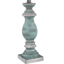 Regency Hill Patsy Country Cottage Table Lamps 26 1/2" High Set Of 2 Blue Gray Washed Fabric Drum Shade For Bedroom Living Room Bedside Nightstand -Lighting Specialty Shop GUEST ebd070fc ff68 415d 82c2 66fbbd06ea2a