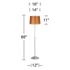 360 Lighting Abba Modern Floor Lamp Standing 66" Tall Brushed Nickel Metal Satin Orange Fabric Drum Shade For Living Room Bedroom Office House Home