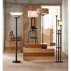 Possini Euro Design Light Blaster Modern Torchiere Floor Lamp 72 1/2" Tall Warm Bronze LED White Frosted Glass Bowl Shade For Living Room Bedroom Home -Lighting Specialty Shop GUEST ee0b8572 bc24 4cd3 8832 dc2dd329705b