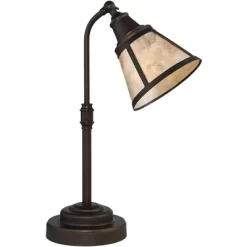 Regency Hill Rustic Farmhouse Desk Lamp 18 1/2" High With USB Dimmer Satin Bronze Metal Blond Mica Shade For Bedroom Living Room House Bedside Home -Lighting Specialty Shop GUEST efaa6ae2 371d 4f32 9947 84159aa30651