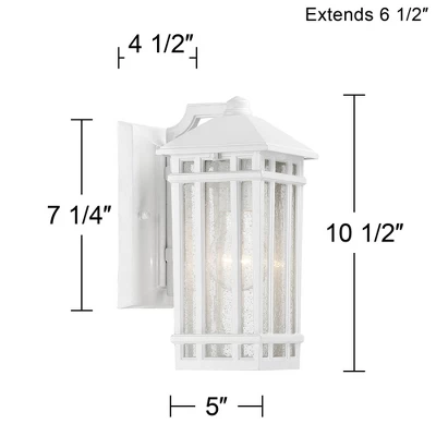 Kathy Ireland Sierra Craftsman Mission Outdoor Wall Light Fixture White 10 1/2" Frosted Seeded Glass For Post Exterior Barn Deck House Porch Yard Home 6 Kathy Ireland Sierra Craftsman Mission Outdoor Wall Light Fixture White 10 1/2" Frosted Seeded Glass For Post Exterior Barn Deck House Porch Yard Home - Image 6