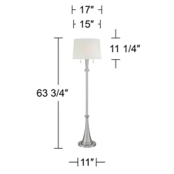 360 Lighting Karl Modern Floor Lamp Standing 63 3/4" Tall Brushed Nickel Metal White Tapered Drum Shade For Living Room House Bedroom Office Family -Lighting Specialty Shop GUEST f178c370 dbf8 40a9 acb1 1dccf861e0a3
