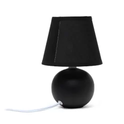 8.66" Petite Ceramic Orb Base Bedside Table Desk Lamp With Matching Tapered Drum Fabric Shade Black - Creekwood Home -Lighting Specialty Shop GUEST f19c5dc1 fa3e 4f43 8e54 53e81addc00c