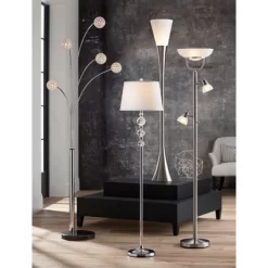 360 Lighting 3 In 1 Modern Torchiere Floor Lamp With Side Lights 70" Tall Brushed Nickel White Glass Shades For Living Room Reading Bedroom House Home -Lighting Specialty Shop GUEST f2691b9c 35a7 4ada ac0c d0ee693c4cff