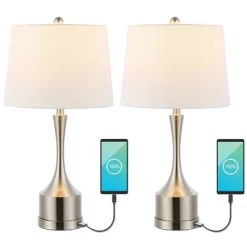 (Set Of 2) 26" Cooper Classic French Country Iron LED Table Lamp With USB Charging Port (Includes LED Light Bulb) - JONATHAN Y -Lighting Specialty Shop GUEST f275e1b6 aab4 4c18 9887 8fe98a06f743