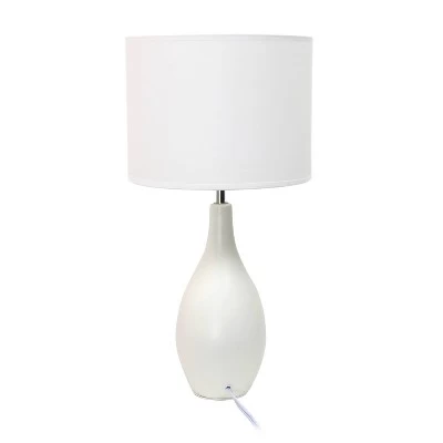 18.11" Traditional Standard Ceramic Dewdrop Table Desk Lamp With Matching Fabric Shade Off-White - Creekwood Home 4 18.11" Traditional Standard Ceramic Dewdrop Table Desk Lamp With Matching Fabric Shade Off-White - Creekwood Home - Image 4