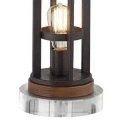 Franklin Iron Works Lucas Industrial Table Lamps Set Of 2 With Round Risers 27 1/2" Tall Bronze With USB Nightlight LED Oatmeal Drum Shade For Desk -Lighting Specialty Shop GUEST f2e4fb74 09ad 42b1 91eb 70c733c75f92