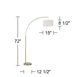 360 Lighting Modern Arc Floor Lamp With USB Charging Port 72" Tall Brass White Linen Drum Shade For Living Room Reading House Home -Lighting Specialty Shop GUEST f30622a4 7f20 487f 843d c7873bd8ec4b
