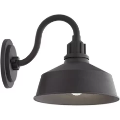 Franklin Iron Works Arnett Rustic Industrial Farmhouse Outdoor Barn Light Fixture Black Gooseneck 10 1/2" For Exterior Deck House Porch Patio Outside -Lighting Specialty Shop GUEST f3cb6b0c a351 4a1e bf78 8797190db607