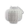 Kaemingk 17.5" Beach Day Weathered White Woven Wood Pillar Candle Lantern