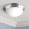 360 Lighting Modern Ceiling Light Flush Mount Fixture 13" Wide Brushed Nickel 2-Light Frosted Glass Dome Shade For Bedroom Kitchen Living Room Hallway