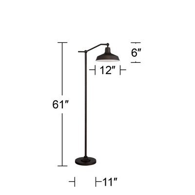 360 Lighting Rustic Downbridge Floor Lamp With USB Charging Port 61" Tall Satin Bronze Metal Dome Shade Living Room Reading House 8 360 Lighting Rustic Downbridge Floor Lamp With USB Charging Port 61" Tall Satin Bronze Metal Dome Shade Living Room Reading House - Image 8