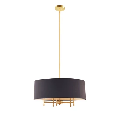Presidio 5-Light Black Drum Shade Chandelier Gold/Black - Hampton Hill 3 Presidio 5-Light Black Drum Shade Chandelier Gold/Black - Hampton Hill - Image 3