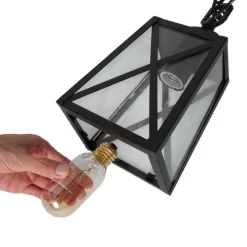 11" Metal/Seeded Glass Square Outdoor Pendant Light Black - LNC -Lighting Specialty Shop GUEST f7613ea8 9abf 436f 852e 408f7a372df3
