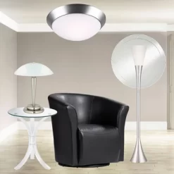 360 Lighting Deco Modern Accent Table Lamp 17" High Brushed Steel Touch On Off White Glass Dome Shade For Bedroom Bedside Nightstand Office Family -Lighting Specialty Shop GUEST f764664f 03db 494f 90b2 6765c21e3570