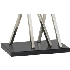 Possini Euro Design Modern Table Lamps 30" Tall Set Of 2 Brushed Steel Black White Linen Rectangular Shade For Living Room Family Bedroom -Lighting Specialty Shop GUEST f7c8e907 ead1 49c6 8771 a07373b52bbb