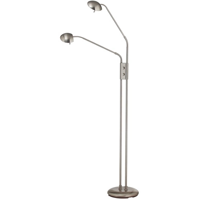 360 Lighting Casper Traditional Pharmacy Floor Lamp 63" Tall Brushed Nickel 2-Light LED Adjustable Arm Swivel Head For Living Room Bedroom 6 360 Lighting Casper Traditional Pharmacy Floor Lamp 63" Tall Brushed Nickel 2-Light LED Adjustable Arm Swivel Head For Living Room Bedroom - Image 6
