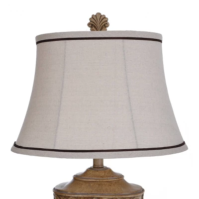 Tortola Carved Cream Table Lamp With Natural Softback Fabric Shade - StyleCraft 4 Tortola Carved Cream Table Lamp With Natural Softback Fabric Shade - StyleCraft - Image 4