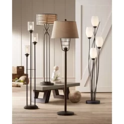 Franklin Iron Works Modern Floor Lamp 4-Light Tree 73" Tall Ginger Black Tulip White Cased Glass Shades For Living Room Bedroom Uplight -Lighting Specialty Shop GUEST f88cb737 4577 4448 ab58 549f6a5eb746