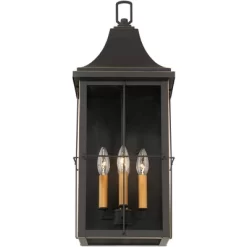 John Timberland Sunderland Rustic Mission Outdoor Wall Light Fixture Black Gold 24 3/4" Clear Glass For Post Exterior Barn Deck House Porch Yard Patio -Lighting Specialty Shop GUEST f916a43a 4fcd 4171 9e5b 3b3b98493947