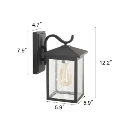 12.2" Metal/Seeded Glass Square Outdoor Wall Light Matte Black - LNC -Lighting Specialty Shop GUEST f979cd21 76b1 46b1 9244 dd87baf0488c