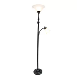 2 Light Restoration Mother Daughter Floor Lamp With Marble Glass Bronze - Elegant Designs