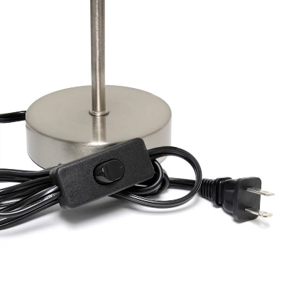 10.5" Petite Metal Stick Bedside Table Desk Lamp In Sand Nickel With Fabric Shade Green - Creekwood Home 5 10.5" Petite Metal Stick Bedside Table Desk Lamp In Sand Nickel With Fabric Shade Green - Creekwood Home - Image 5