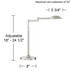 Possini Euro Design Eliptik Modern Desk Table Lamp 24 1/2" High Satin Nickel LED Swing Arm Adjustable Height For Bedroom Living Room Nightstand Office -Lighting Specialty Shop GUEST fad8e895 c80c 40f4 bd7f 127267e5e393