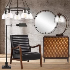 Possini Euro Design Bellis Bronze Wagon Wheel Pendant Chandelier 25" Wide Modern Clear Glass 5-Light Fixture For Dining Room House Kitchen Island Home -Lighting Specialty Shop GUEST fb9d0a92 c25d 40b4 8942 94c15527398e