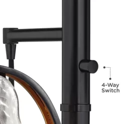 Uttermost Modern Industrial Floor Lamp 73 1/2" Tall Matte Black 3-Light Marbleized Glass Drop Shade For Living Room Reading Family Bedroom Office Home -Lighting Specialty Shop GUEST fbb6c37a fbc4 4d01 872a 385c641bf564