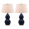 (Set Of 2) 26.5" Jill Double- Gourd Ceramic Lamp Navy (Includes CFL Light Bulb) - Safavieh